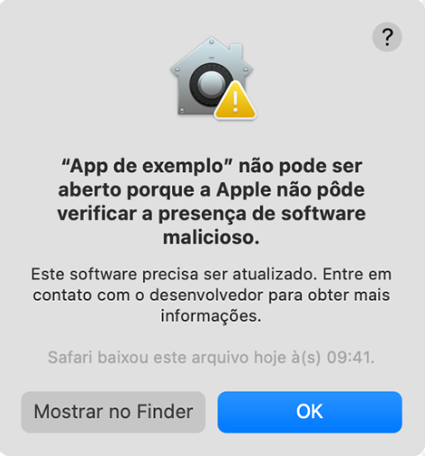 Aviso "A Apple não pode verificar se há software malicioso"